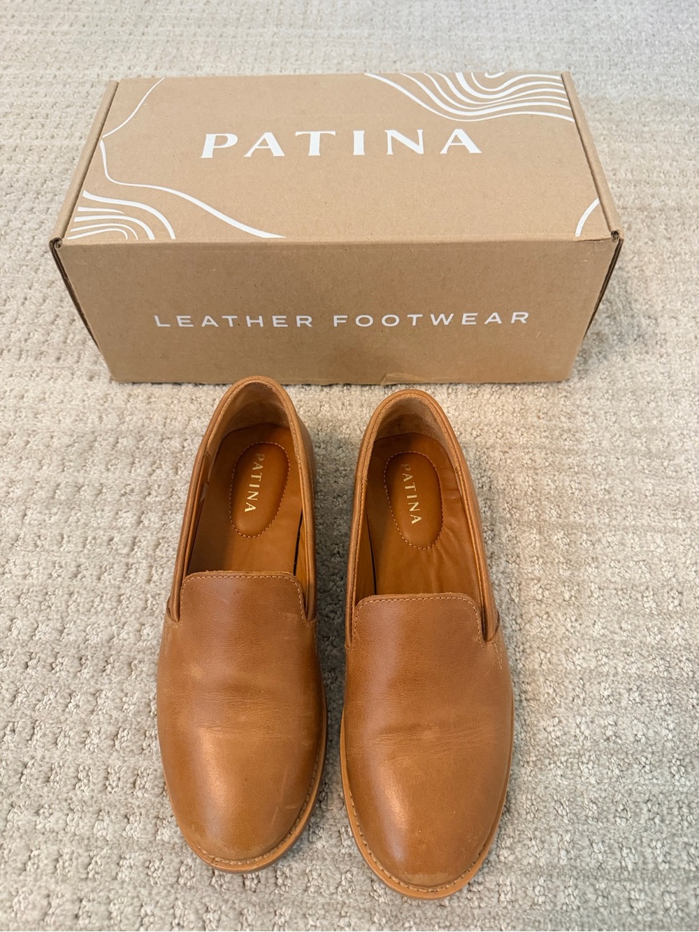 Patina Rounded Toe Leather Loafer (AP) - Size 7, Bourbon Color